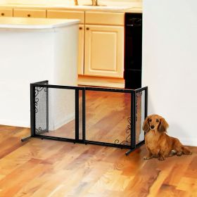 Richell Small Freestanding Metal Mesh Pet Gate (Color: Black)